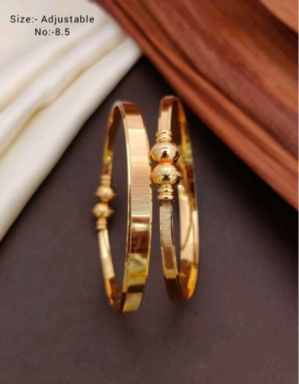Gold Platted Brass &Copper Arificial Bangles - Free Size, Gold , Metal/Brass, Bangle Set, Multipack 1